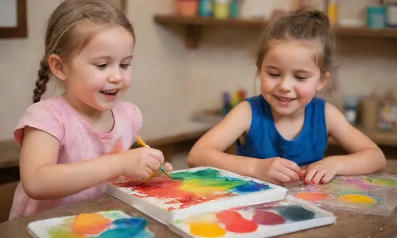 Un niño expresión alegre mientras se dedica a la escultura de arcilla colorida junto a un adulto que proporciona orientación, la celebración de una revista de arte