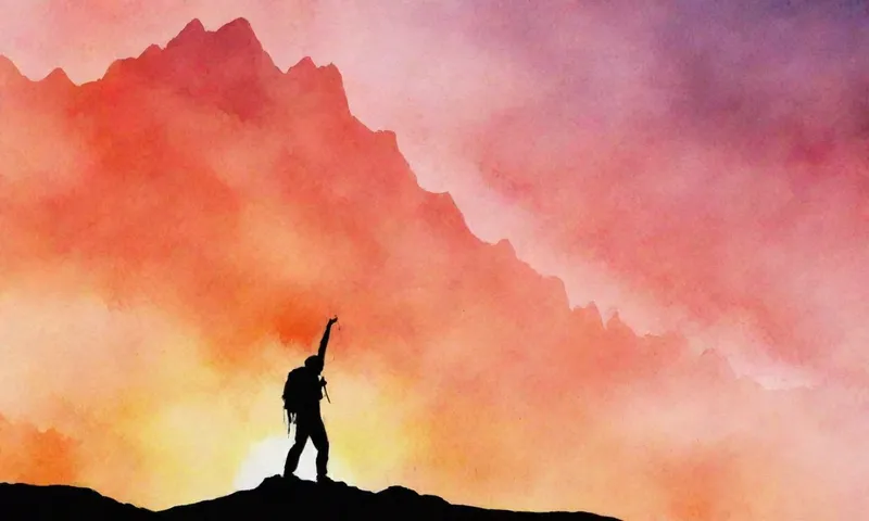 Una silueta de una persona escalada contra un cielo amanecer