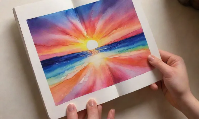 Un acercamiento de una mano que sostiene un libro abierto a una página con colores vibrantes de tonalidades de puesta del sol, rayos cayendo hacia abajo hacia sus dedos representando el poder de la narrativa en la resiliencia.