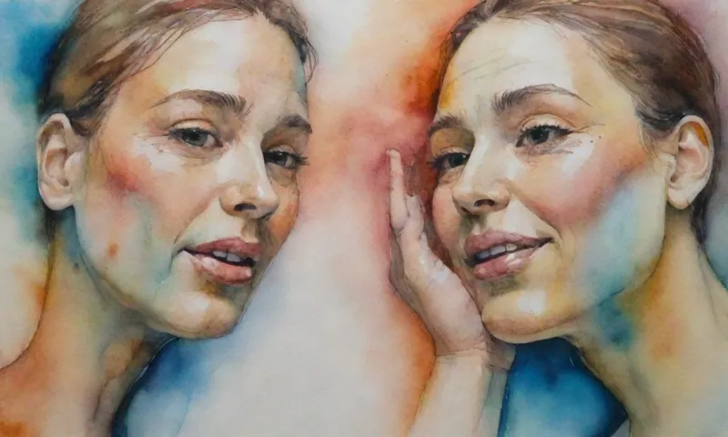 Una mano sosteniendo suavemente otra mano, un par de caras preocupadas mirando entre sí, ambos con una sonrisa débil y esperanzadora.