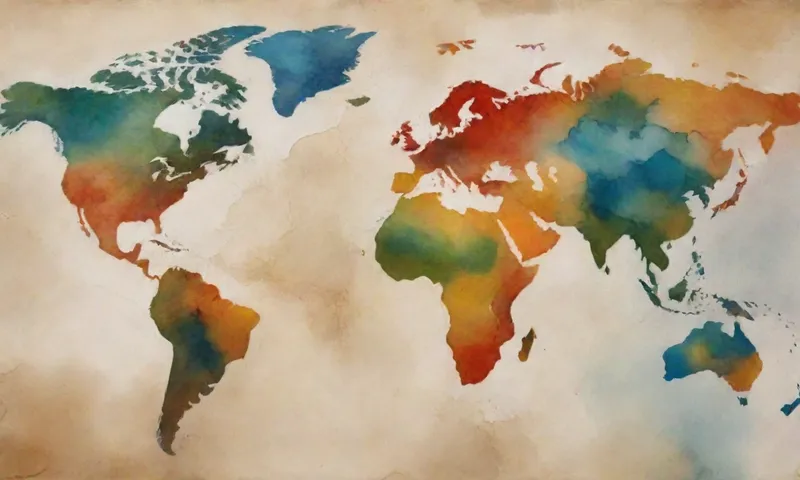 Un mapa mundial contorsionado por imágenes distorsionadas, que simbolizan las presiones y desafíos de la sociedad mundial en el bienestar de las personas.