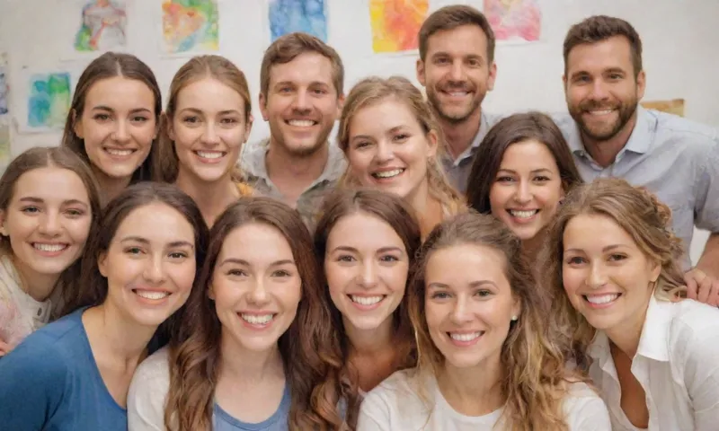 Un grupo de caras sonrientes se reúne con confianza alrededor de una pizarra cubierta de dibujos y ideas para crear resiliencia, mientras sostiene las manos y mira hacia la cámara.