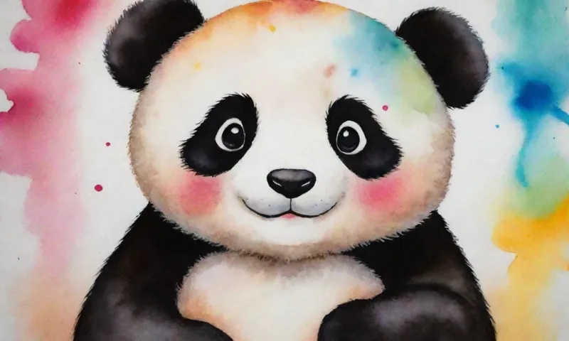 Un rostro de niños se dirige hacia el espectador, ojos brillantes que reflejan lágrimas de alegría, ya que suavemente sostienen un panda sonriente cerca de su pecho.