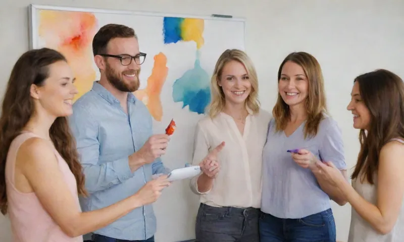 Grupo de personas que colaboran en torno a una pizarra, marcadores destacando puntos clave, sonriendo con confianza en el proceso de establecer objetivos claros.