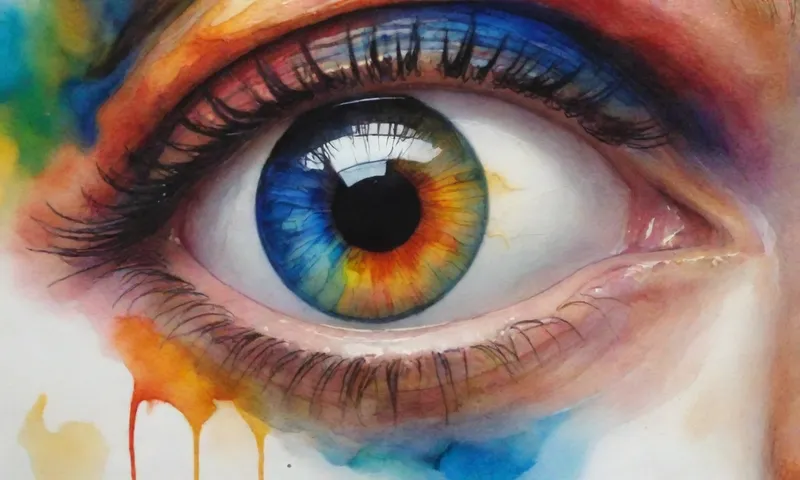 Un acercamiento de un solo ojo humano lleno de color vibrante y fuerza mirando hacia atrás.