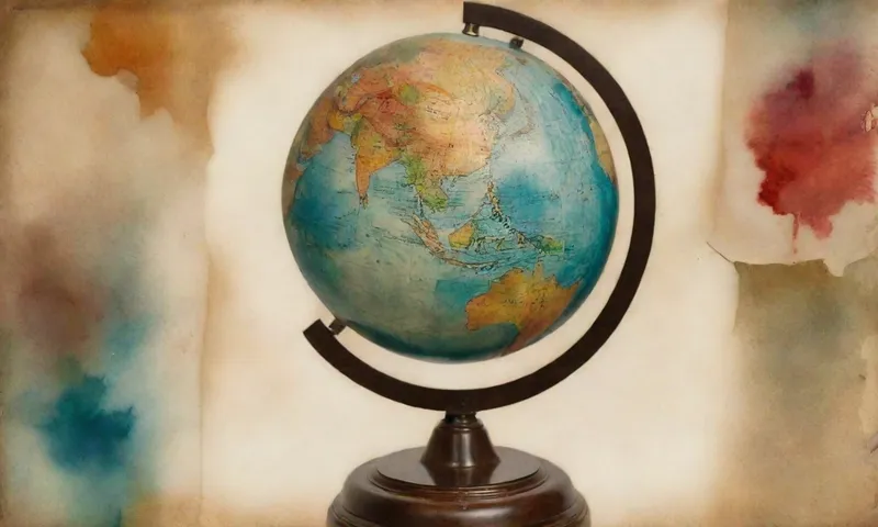 Un globo girando rápidamente entre las fotografías vintage superpuestas, cada una mostrando una época narrativa diferente desde tiempos antiguos a través de medios modernos.
