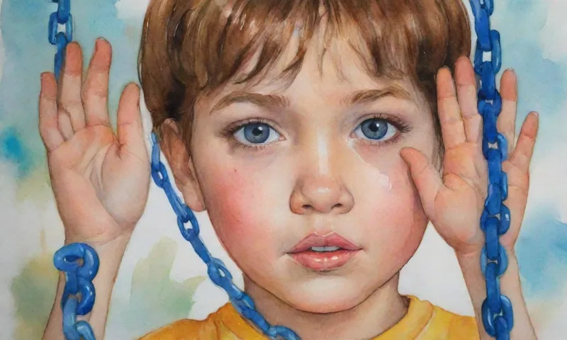 Un rostro determinado de niños se encuentra bajo una cadena inquebrantable envuelta en varias manos representando diferentes experiencias de aprendizaje, lo que simboliza el apoyo a la resiliencia.