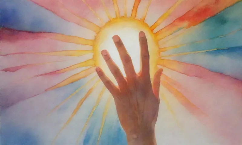 Una mano que llega hacia un sol con rayos rotos de color, simbolizando la resiliencia entre los desafíos.