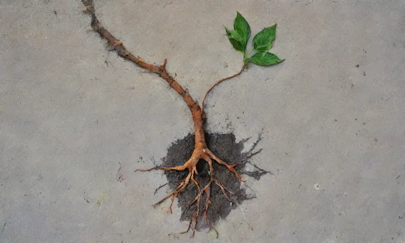 Una mano, templada pero fuerte, se aferra a una semilla de árbol empujando a través del hormigón, la luz del sol rompiendo las grietas en el asfalto.