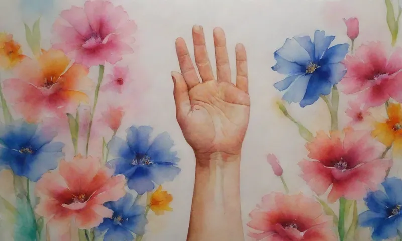 Una sola mano se extendió hacia arriba de una figura desbordada, rodeada de una variedad de flores florecientes.